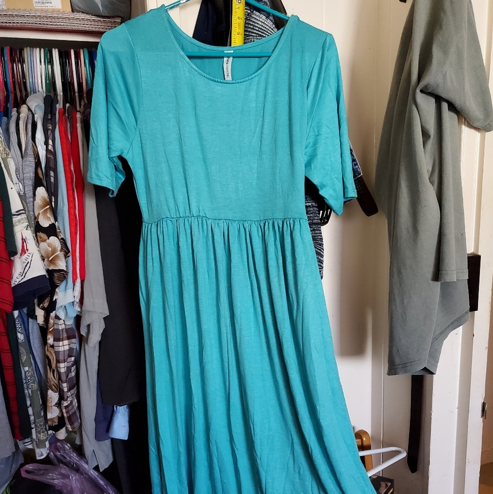 Zenana Outfitters Teal Dress with Pockets Sz XL